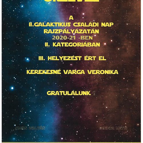 II. Galaktikus családi nap - 2021 - oklevél