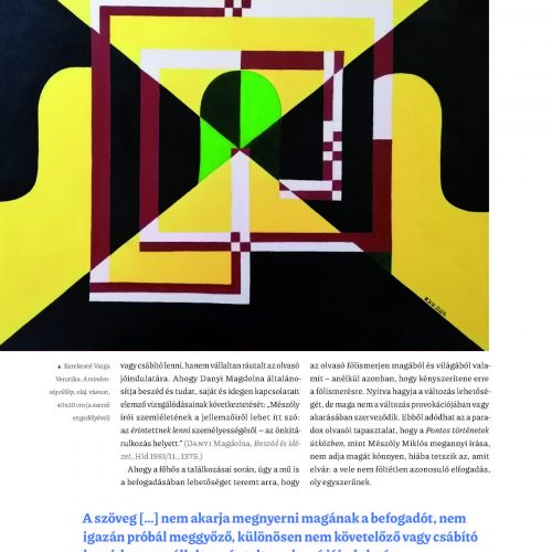 Irodalmi Magazin Mészöly Miklós számában (2021/4) illusztrációként megjelentetett alkotás